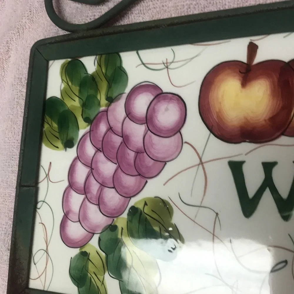 Sign Ceramic & Metal Fruit Welcome Sign